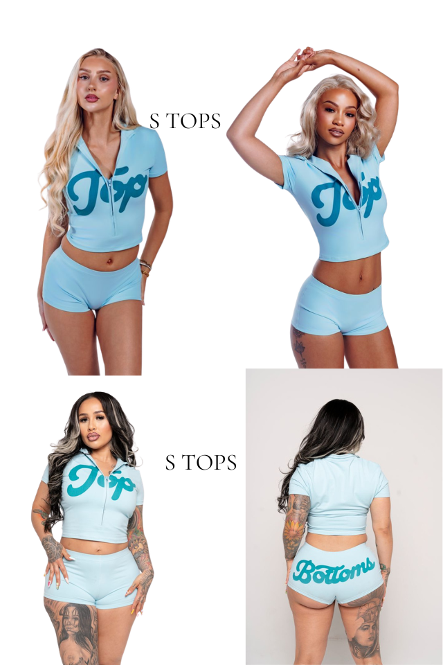FITTED ZIP CROP TOP BLUE